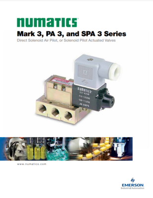 NUMATICS MK3 CATALOG MARK 3, PA 3, & SPA 3 SERIES: DIRECT SOLENOID AIR PILOT, OR SOLENOID  PILOT ACTUATED VALVES